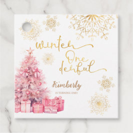 Winter Onederland Pink und Gold Snowflake Geschenkanhänger