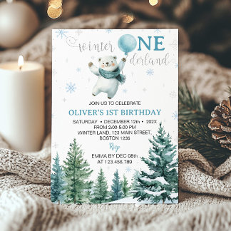 Winter Onederland Polar Bear 1. Geburtstag Einladung