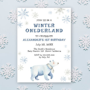 Winter Onederland Polar Bear 1. Geburtstag Einladung
