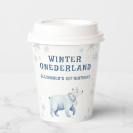 Winter Onederland Polar Bear 1. Geburtstag Pappbecher