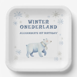 Winter Onederland Polar Bear 1. Geburtstag Pappteller