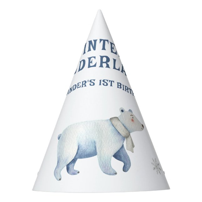 Winter Onederland Polar Bear 1. Geburtstag Partyhütchen (Vorderseite)