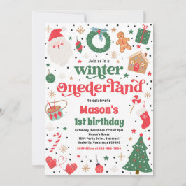 Winter ONEderland Red Christmas Geburtstagsparty Einladung