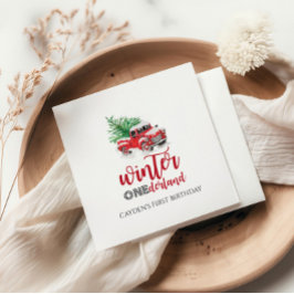 Winter Onederland Red Truck Erster Geburtstag Serviette