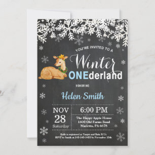 Winter Onederland Rehjunge 1. Geburtstagseinladung Einladung