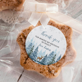 Winter Onederland Reindeer Party Danke Tags Runder Aufkleber