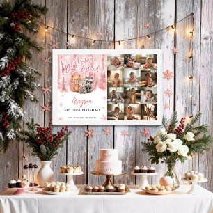 Winter Onederland Rosa Mein Erstes Jahr Foto-Schil Poster