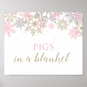 Winter Onederland Rosa Schneeflocke Lebensmittelsc Poster
