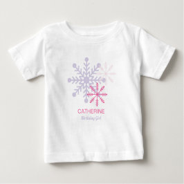Winter Onederland Rosa Schneeflocken Moderner T -  Baby T-shirt