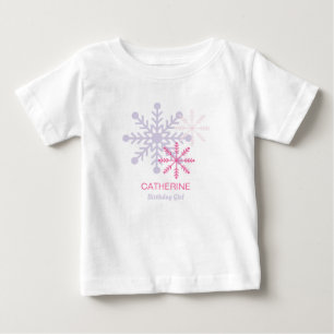 Winter Onederland Rosa Schneeflocken Modernes T-Sh Baby T-shirt