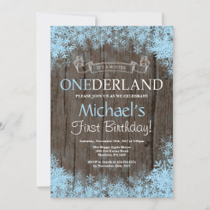 Winter Onederland Rustic Boy 1st Birthday Einladung