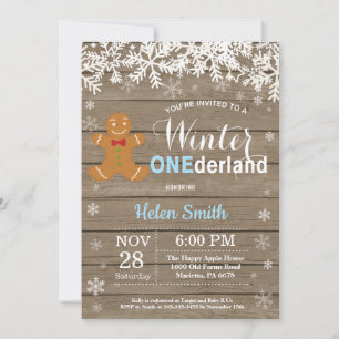 Winter Onederland Rustikaler Junge 1. Geburtstag Einladung