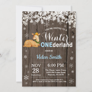 Winter Onederland Rustikaler Rehjunge 1. Geburtsta Einladung