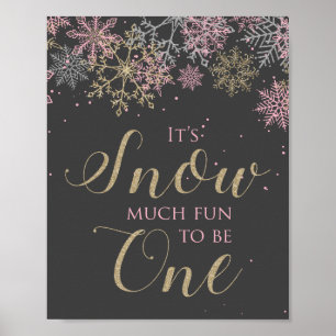 Winter Onederland Schnee viel Spaß, ein Zeichen zu Poster