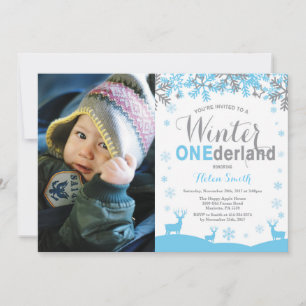 Winter Onederland Schneeblatt Junge 1. Geburtstags Einladung
