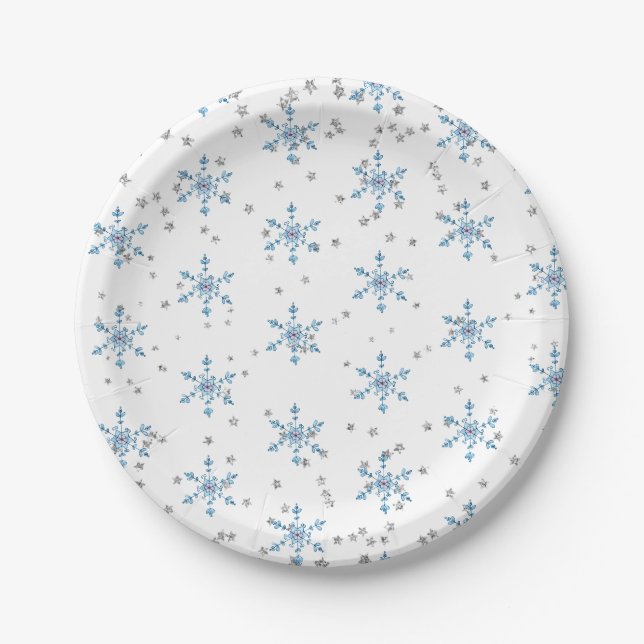 Winter Onederland-Schneeflocke Pappteller (Vorderseite)
