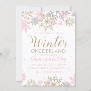 Winter Onederland-Schneeflocke zur ersten Geburtst Einladung