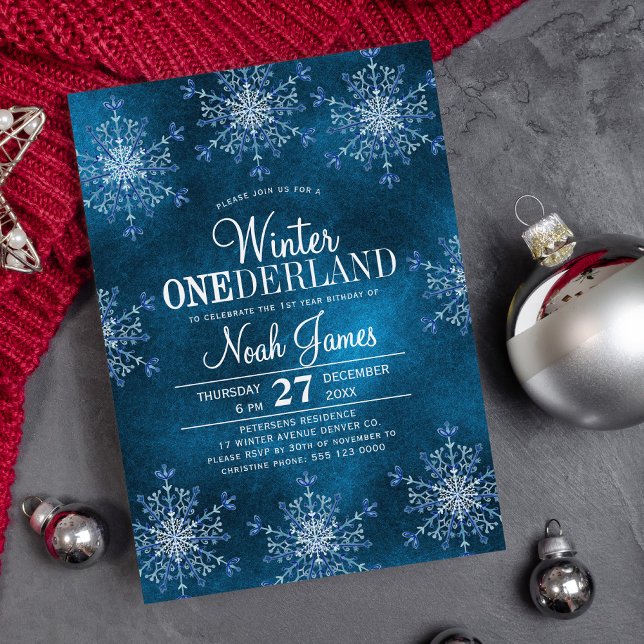 Winter Onederland Schneeflocken Junge erster Gebur Einladung (Von Creator hochgeladen)