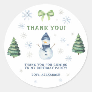 Winter Onederland Schneemann Geburtstag Danke Runder Aufkleber