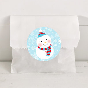 Winter ONEderland Schneemann Gesicht Schneeflocke Runder Aufkleber