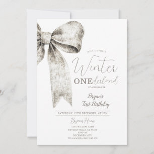 Winter Onederland Silver Bow Krawatte 1. Geburtsta Einladung