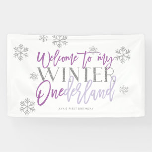 Winter ONEderland Silver Glitzer Begrüßungszeichen Banner