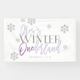 Winter ONEderland Silver Glitzer Lila Iris Banner