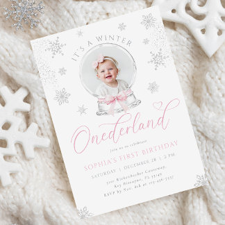 Winter ONEderland Snow Globe Erster Geburtstag Einladung