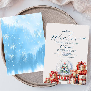 Winter Onederland Snow globe Girly Geburtstagspart Einladung