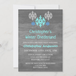 Winter Onederland Snowflake 1. Geburtstag Einladung