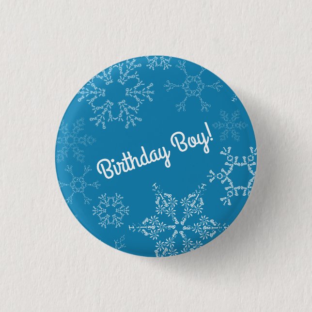 Winter Onederland Snowflake 1. Geburtstag Party Button (Vorderseite)