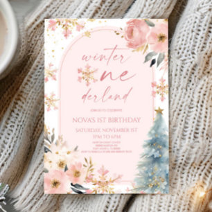 Winter Onederland Snowflake 1. Geburtstag Party Einladung