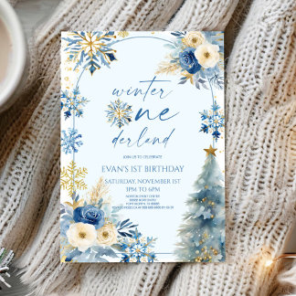 Winter Onederland Snowflake 1. Geburtstag Party Einladung