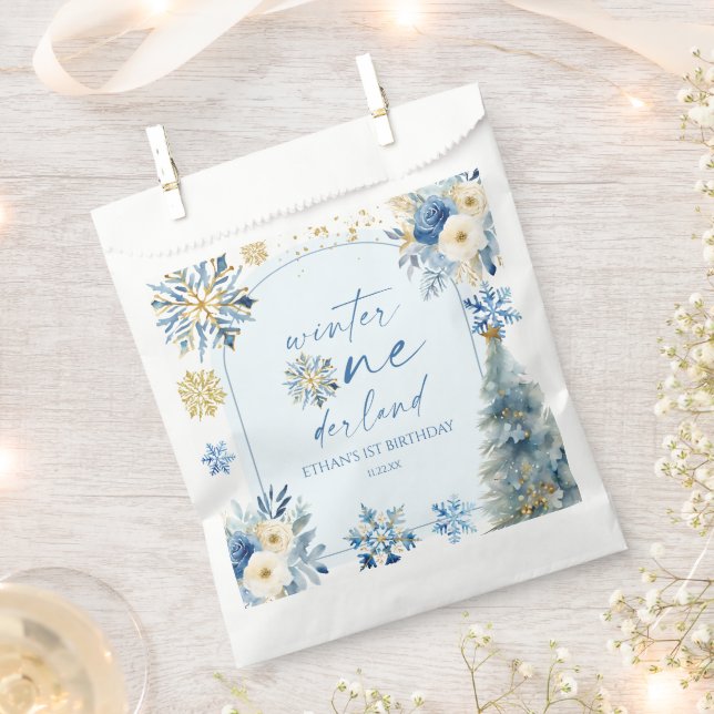 Winter Onederland Snowflake 1. Geburtstag Party Geschenktütchen (Ausgeschnitten)