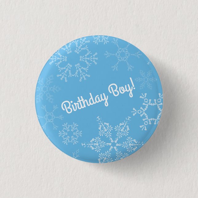 Winter Onederland Snowflake 1. Geburtstag Party Ki Button (Vorderseite)