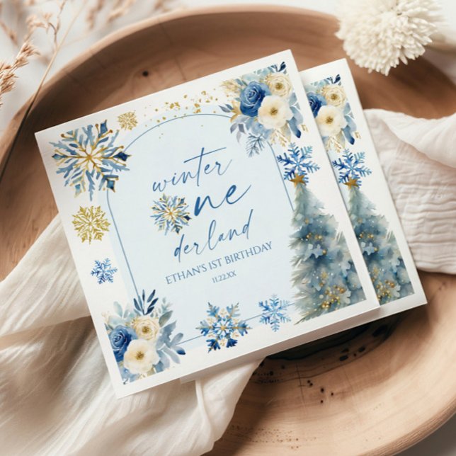 Winter Onederland Snowflake 1. Geburtstag Party Serviette (Von Creator hochgeladen)