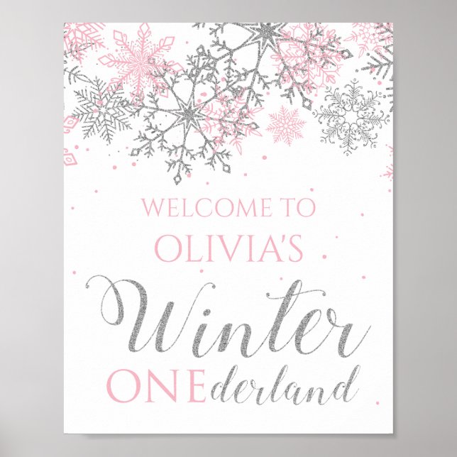 Winter ONEderland Snowflake Begrüßungszeichen Poster (Vorne)