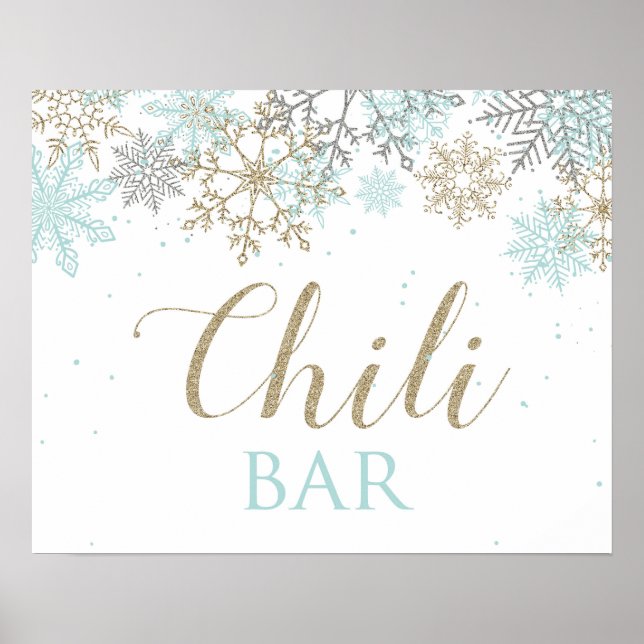 Winter Onederland Snowflake Chili Bar Sign Poster (Vorne)