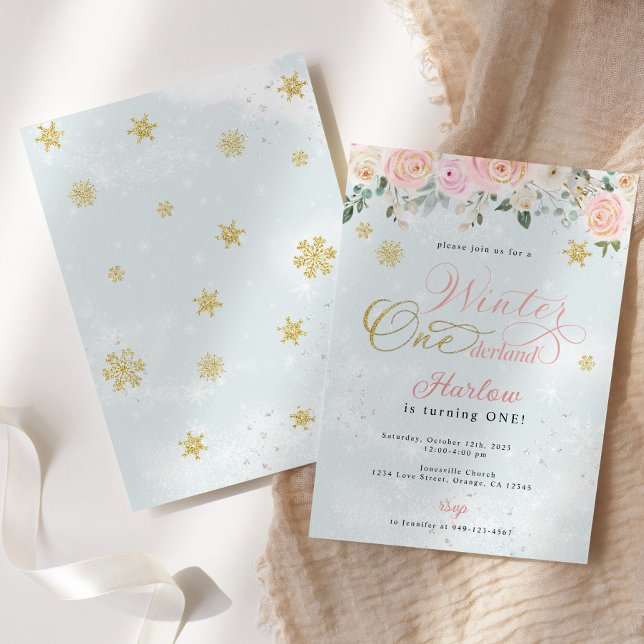 Winter Onederland Snowflake Einladung zum Geburtst (Von Creator hochgeladen)