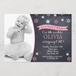Winter Onederland Snowflake Einladungen zum Geburt