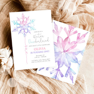 Winter ONEderland Snowflake Girl Erster Geburtstag Einladung