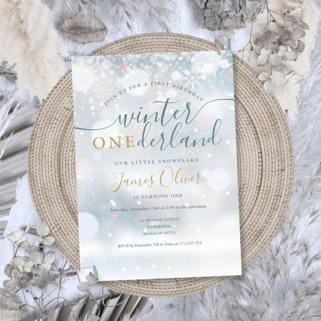Winter Onederland Snowflakes 1. Geburtstag Einladung (Winter Onederland Snowflakes 1st Birthday Invitation)
