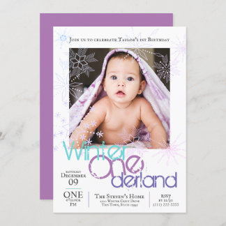 Winter Onederland Snowflakes Baby's 1. Geburtstag Einladung