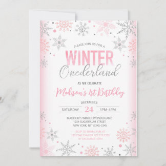 Winter Onederland Snowflakes Erster Geburtstag Einladung