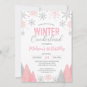 Winter Onederland Snowflakes Erster Geburtstag Einladung