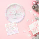 Winter ONEderland Snowflakes Girl 1. Geburtstag Pappteller<br><div class="desc">Ein modernes und elegantes Winterwunderland Party Papier Teller für Mädchen zum ersten Geburtstag! Mit Aquarellschneeflocken,  rosafarbenen Glitzer und rosa Farbwolken,  kombiniert mit Serifen und Schriftzeichen zum Geburtstag.</div>