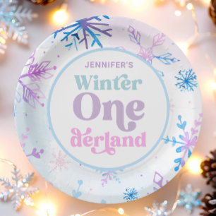 Winter Onederland Snowflakes Girl Snow Geburtstag Pappteller