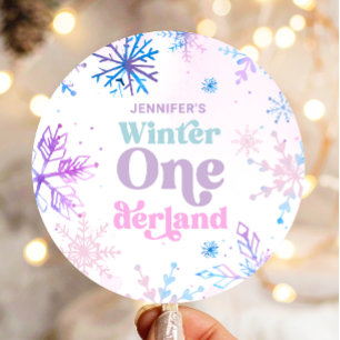 Winter Onederland Snowflakes Girl Snow Geburtstag Runder Aufkleber