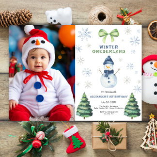 Winter Onederland Snowman 1. Geburtstag Einladung