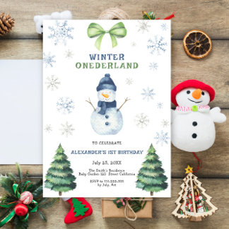 Winter Onederland Snowman 1. Geburtstag Einladung